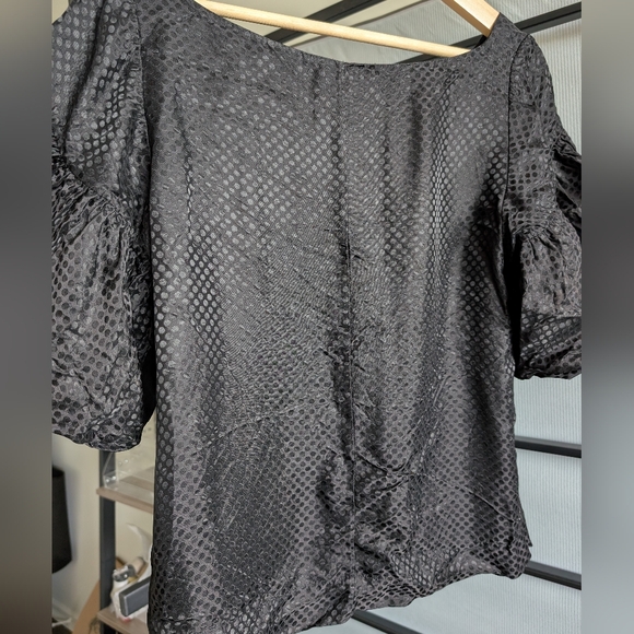 Club Monaco Black Ruffled Boxy Blouse - Picture 2 of 9